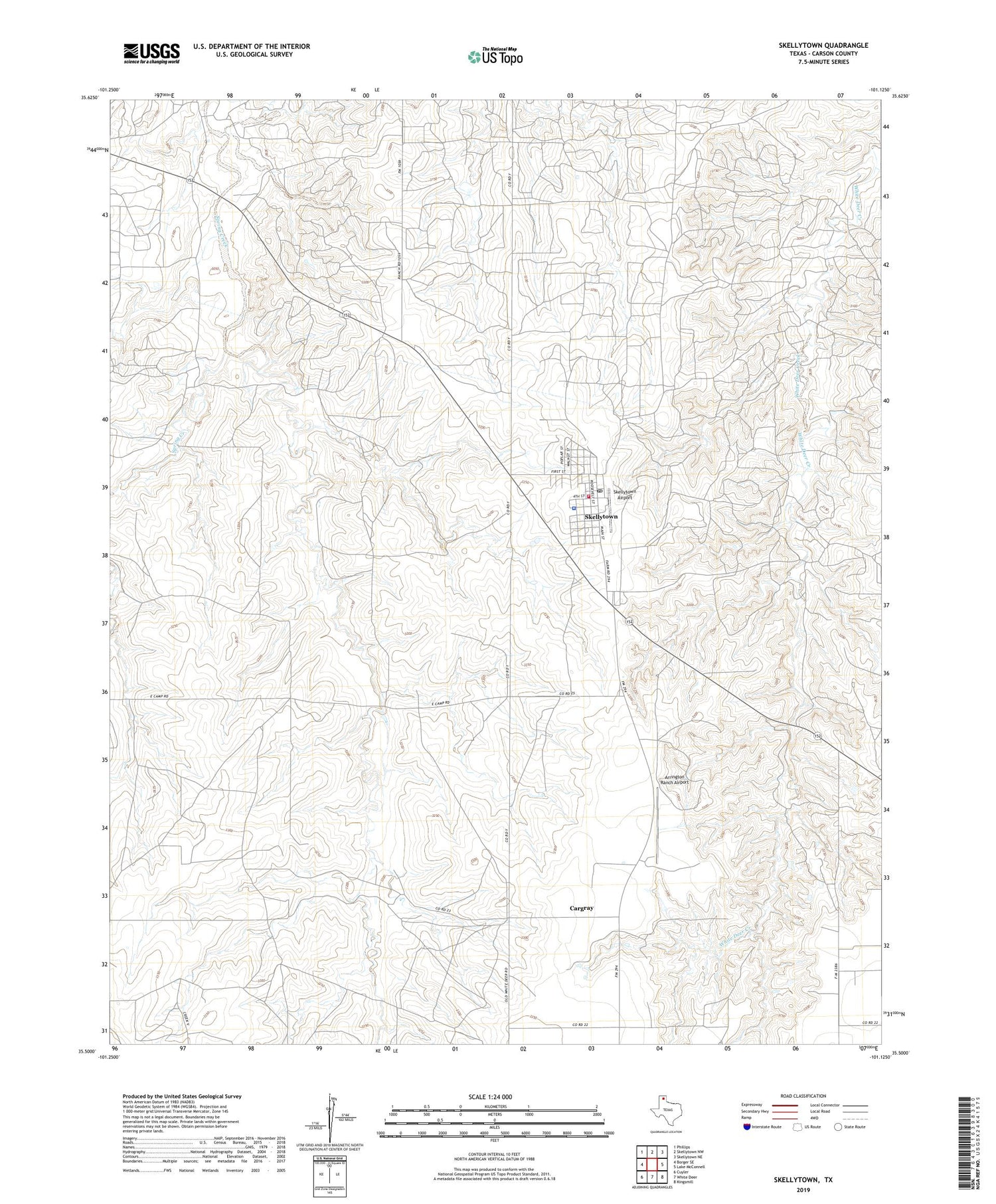 Skellytown Texas US Topo Map Image