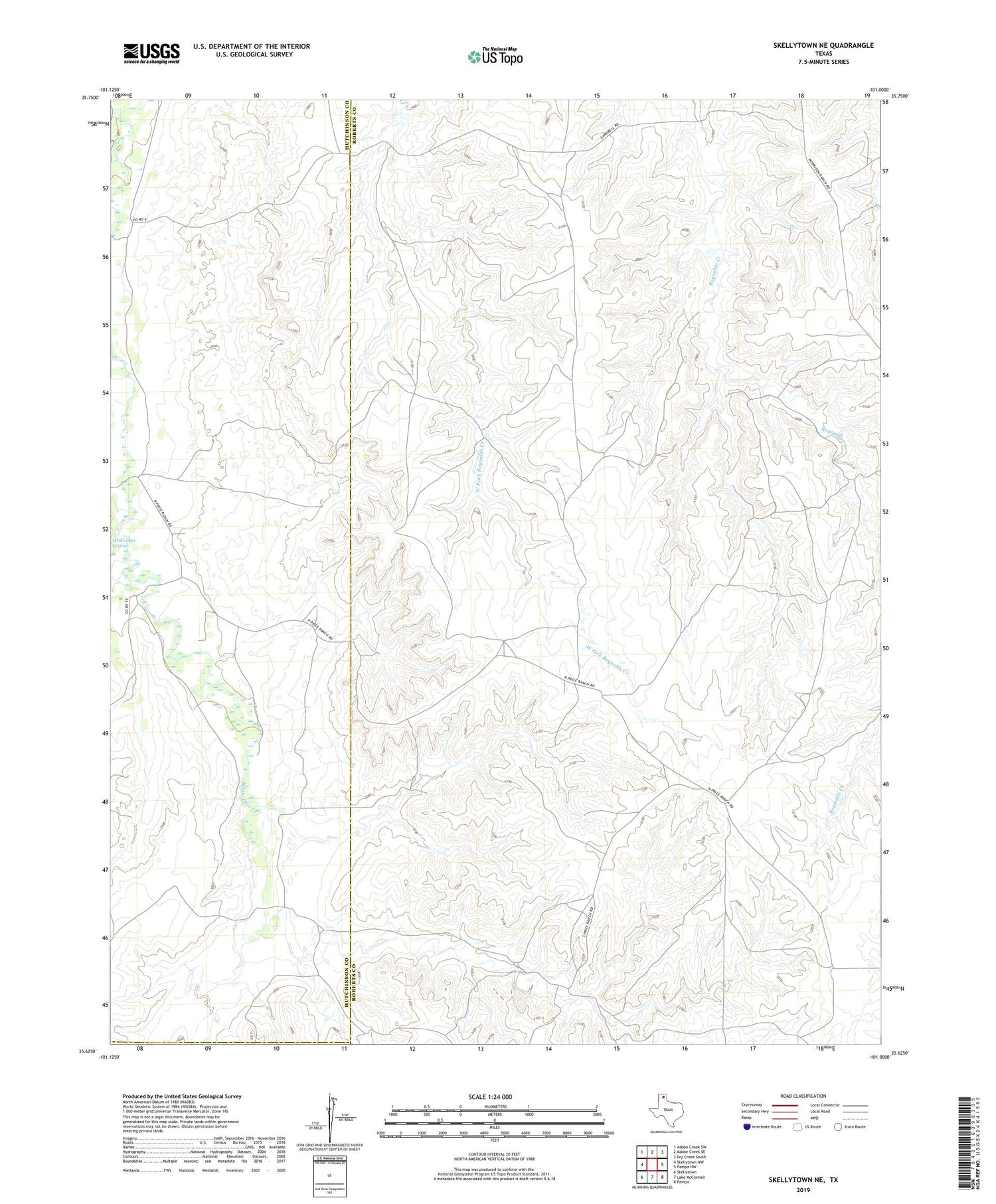 Skellytown NE Texas US Topo Map Image