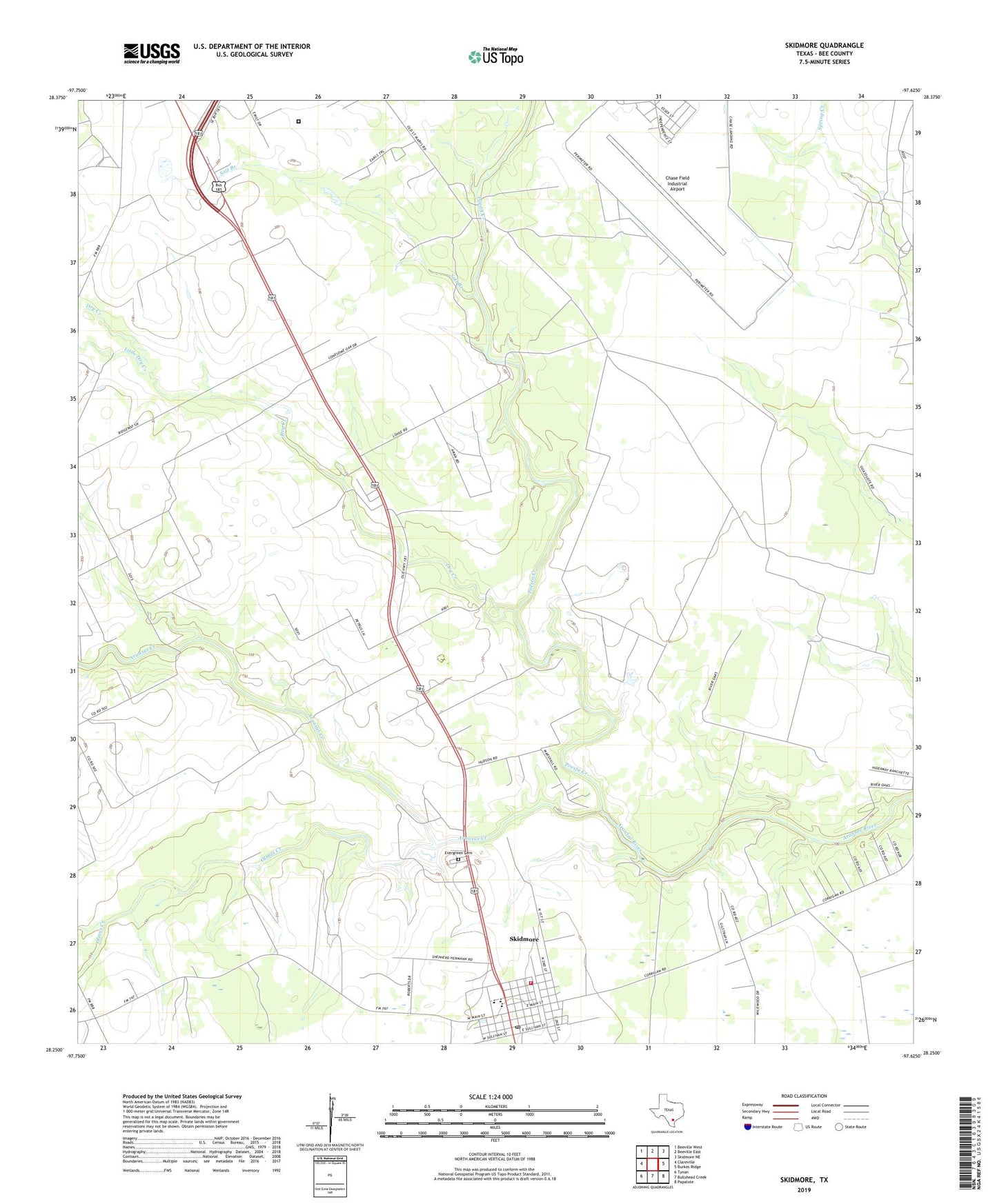 Skidmore Texas US Topo Map Image