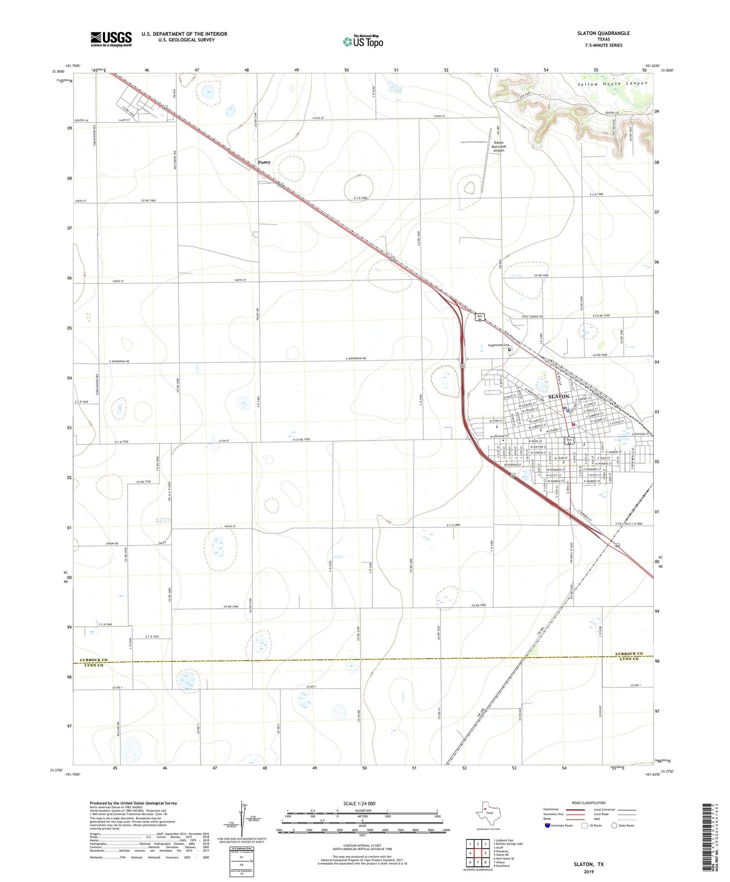 Slaton Texas US Topo Map Image