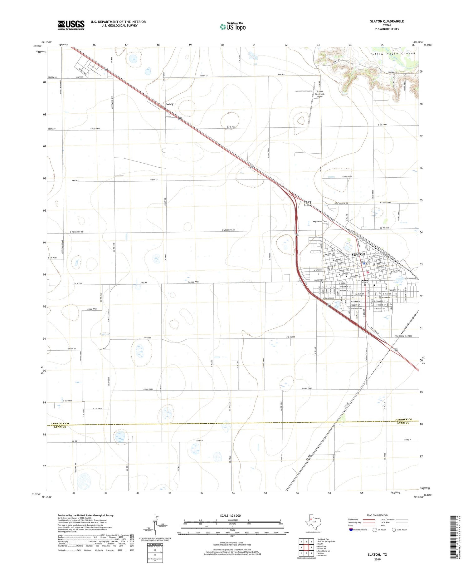 Slaton Texas US Topo Map Image