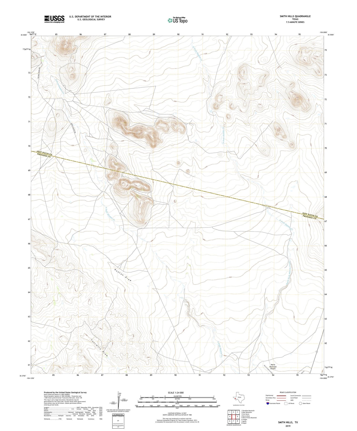Smith Hills Texas US Topo Map Image
