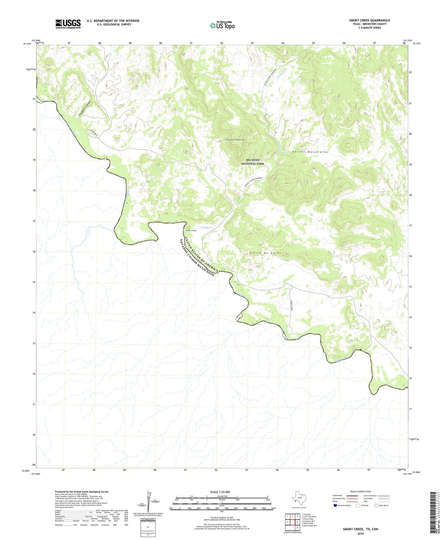Smoky Creek Texas US Topo Map Image