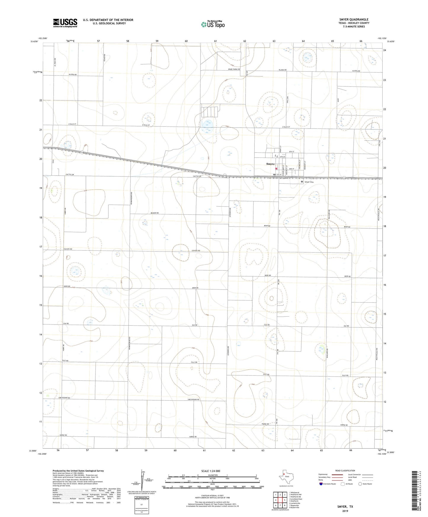 Smyer Texas US Topo Map Image