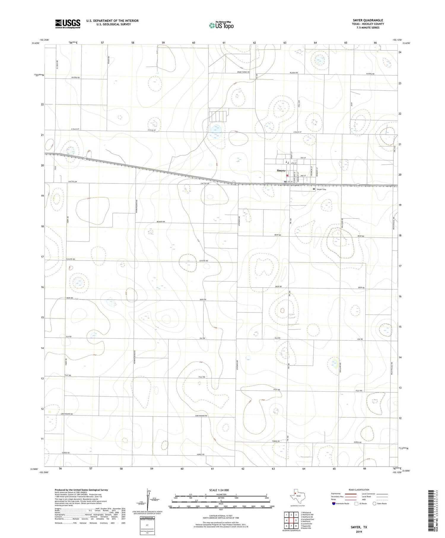 Smyer Texas US Topo Map Image