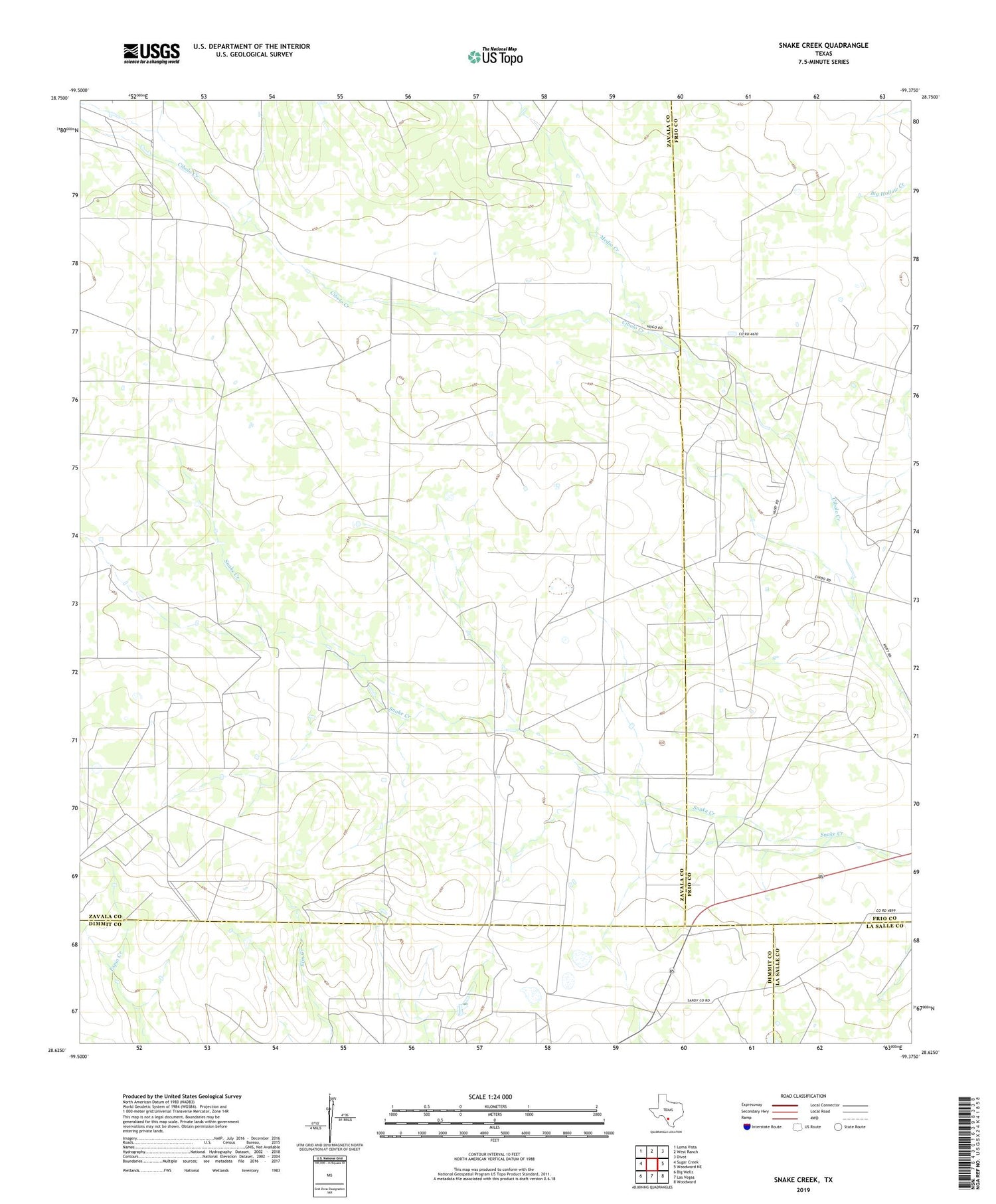 Snake Creek Texas US Topo Map Image