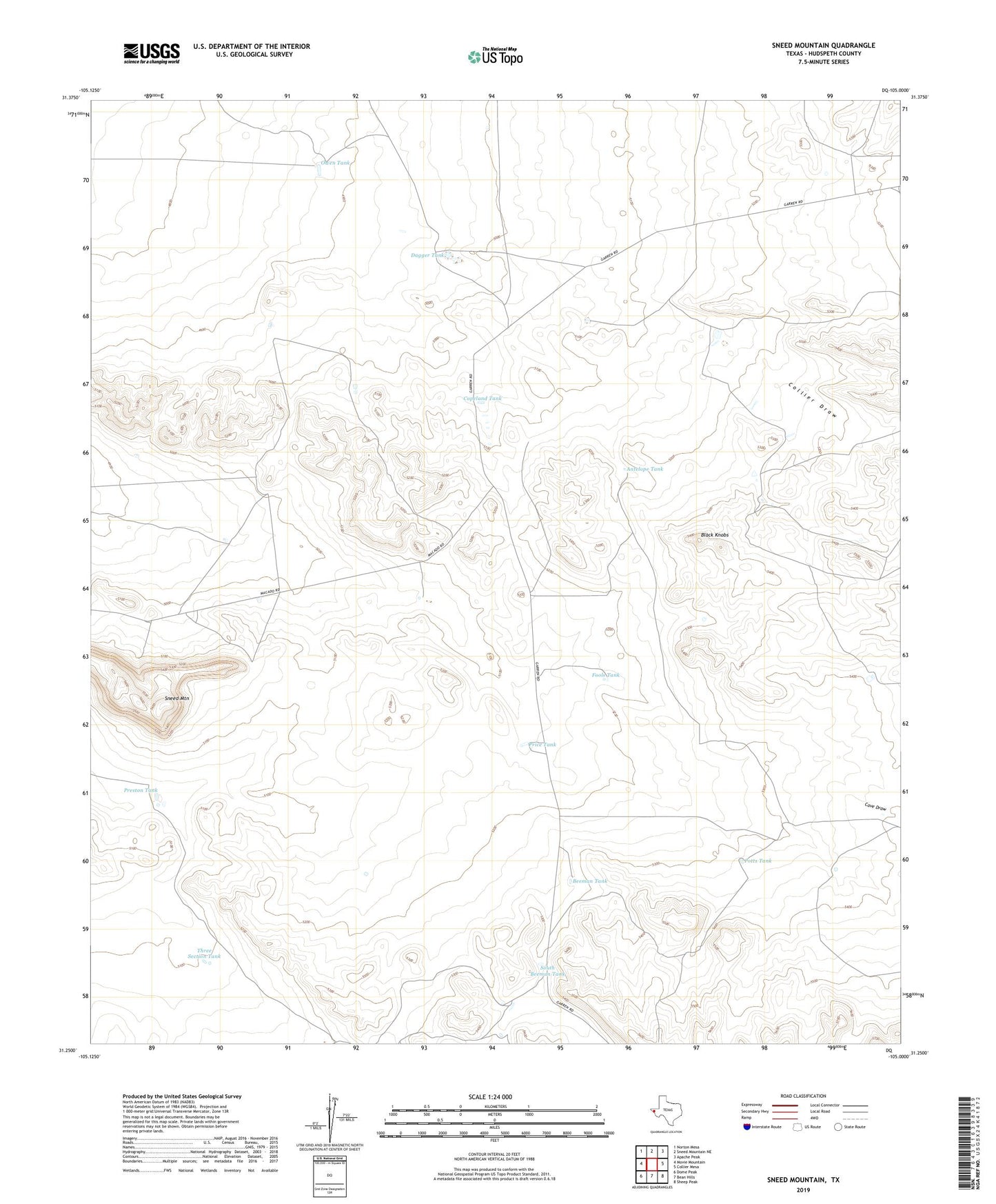 Sneed Mountain Texas US Topo Map Image