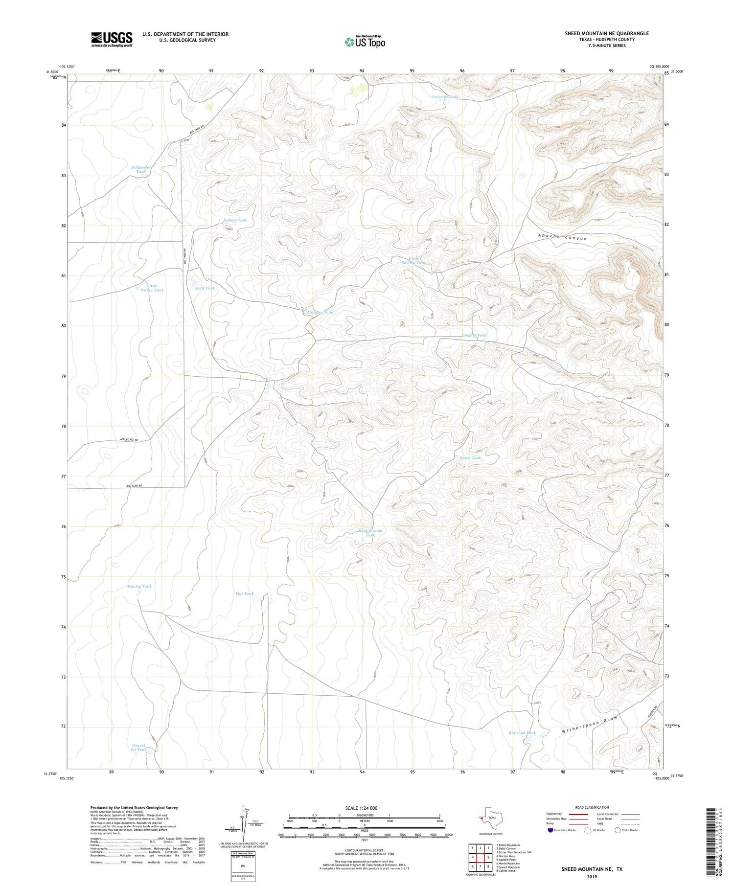 Sneed Mountain NE Texas US Topo Map Image