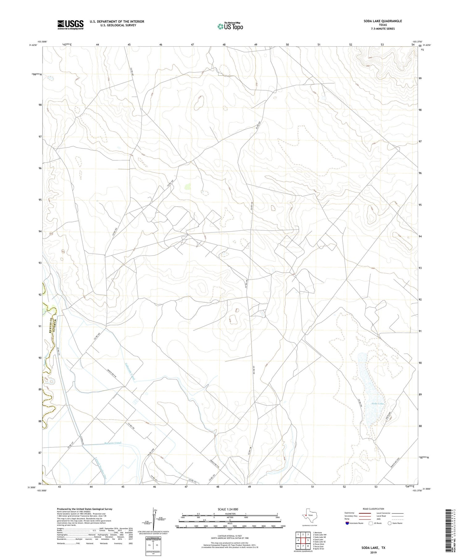 Soda Lake Texas US Topo Map Image