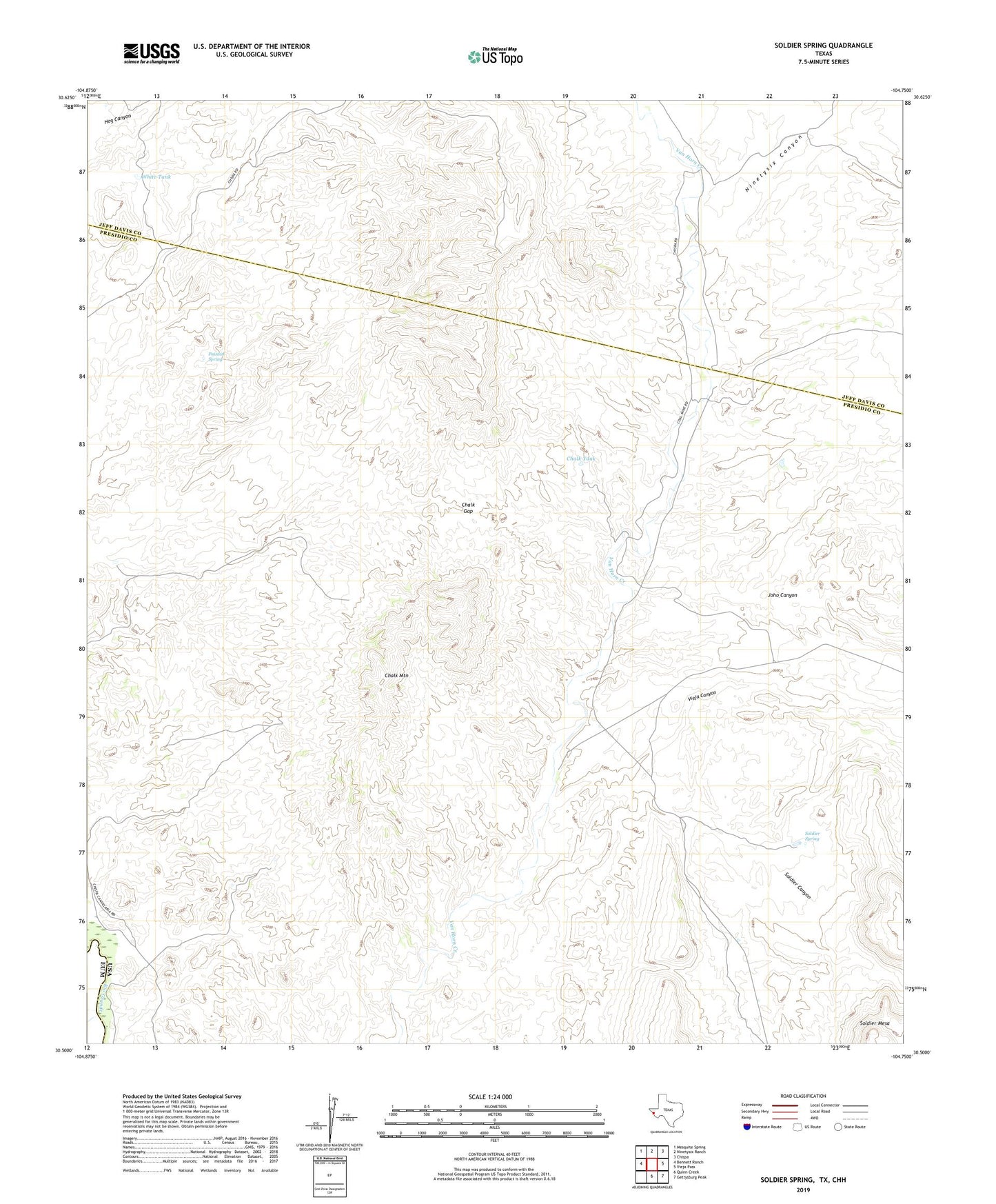 Soldier Spring Texas US Topo Map Image