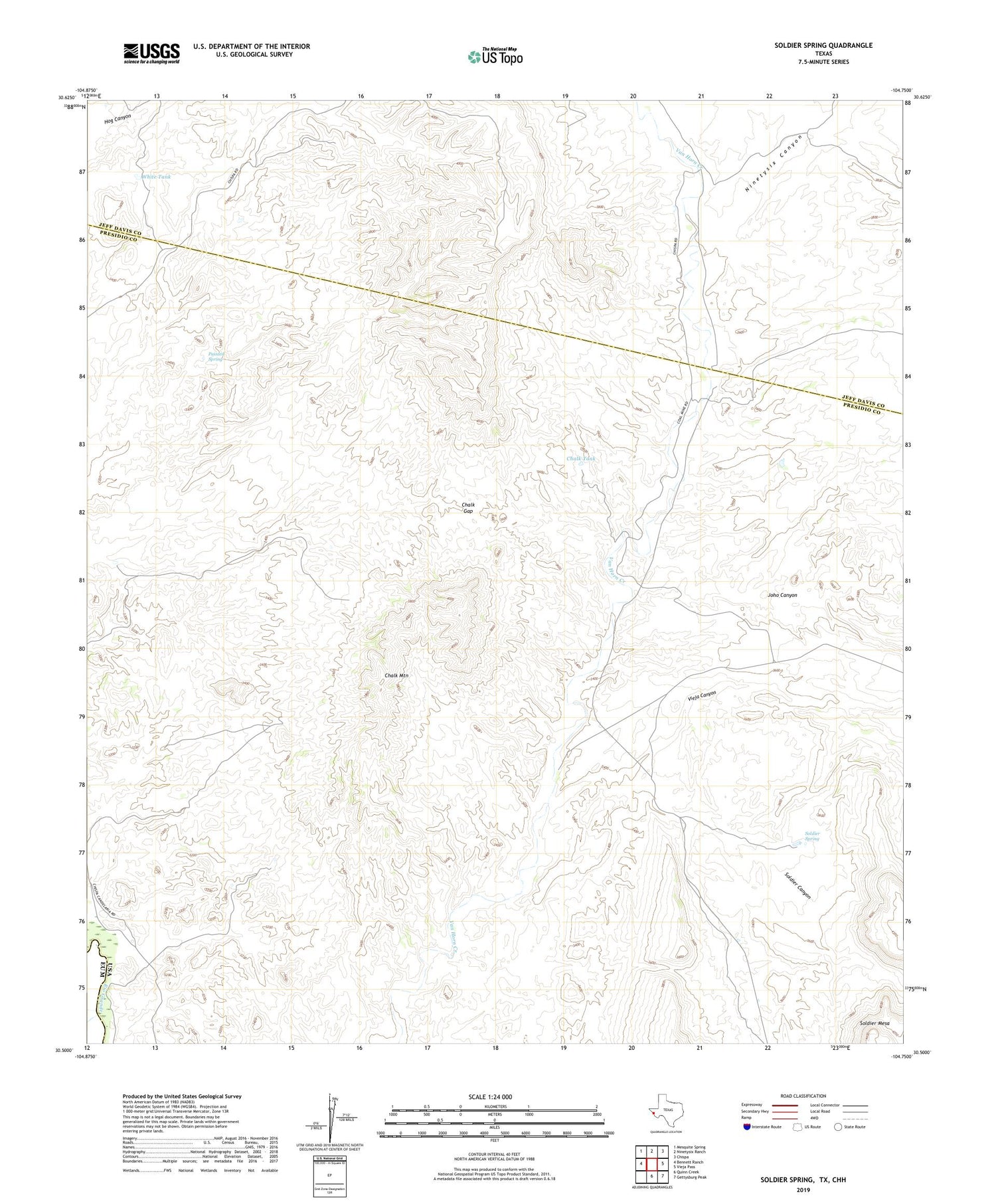 Soldier Spring Texas US Topo Map Image