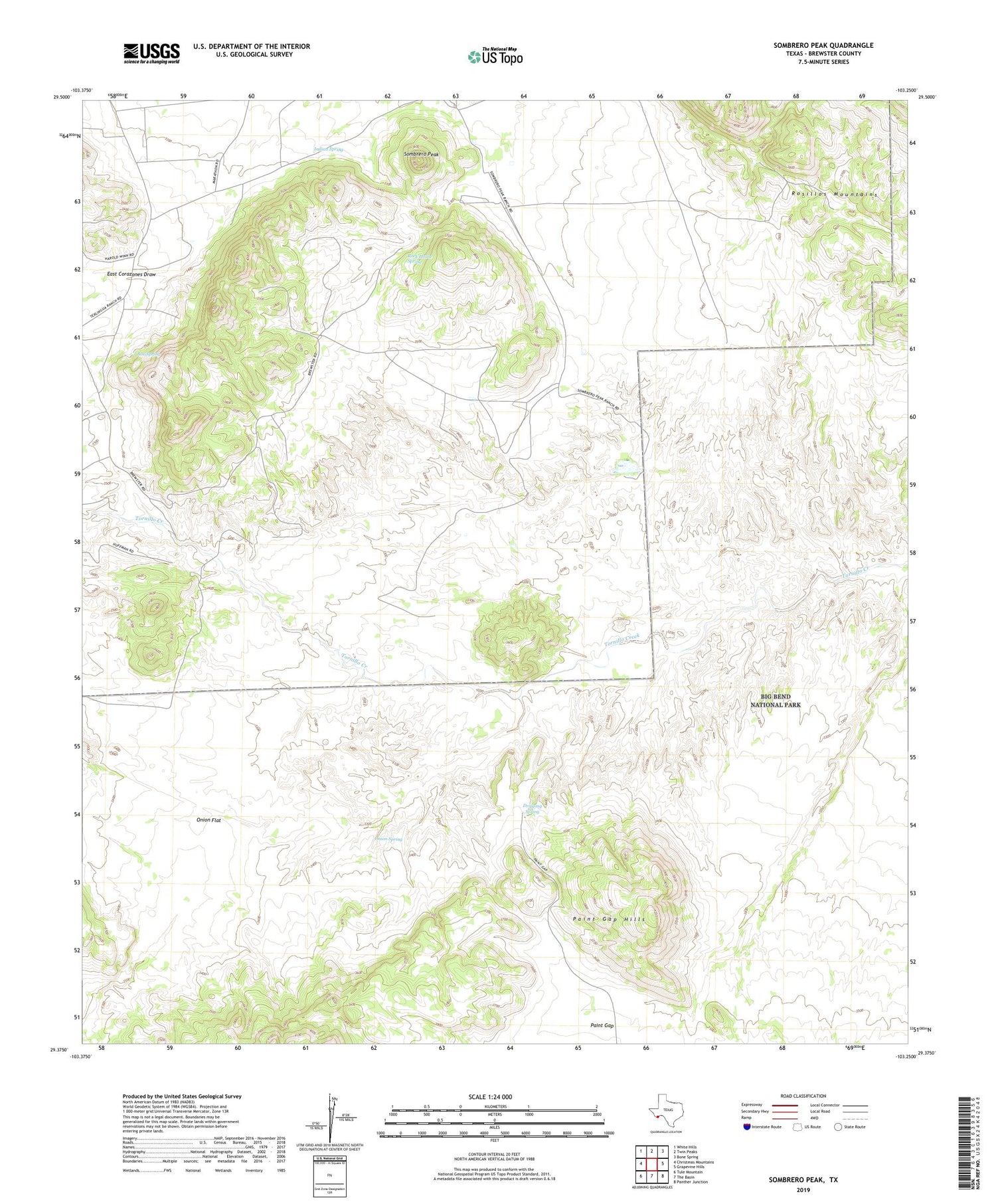 Sombrero Peak Texas US Topo Map Image