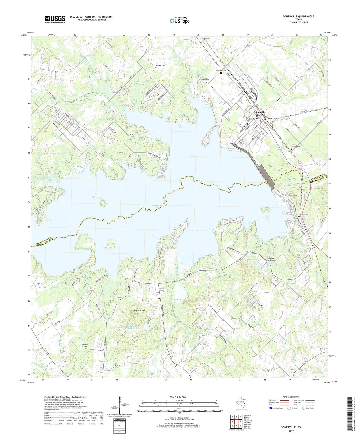 Somerville Texas US Topo Map Image