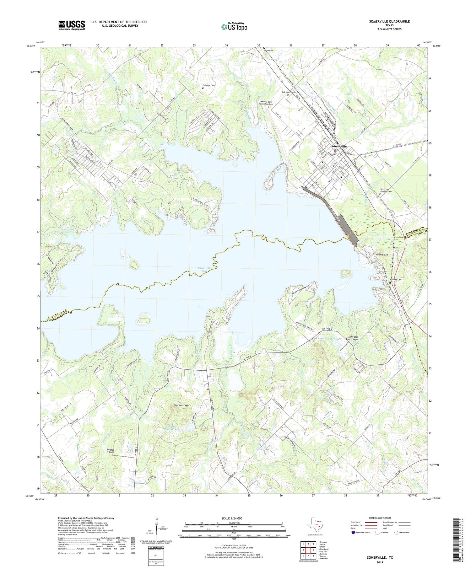 Somerville Texas US Topo Map Image