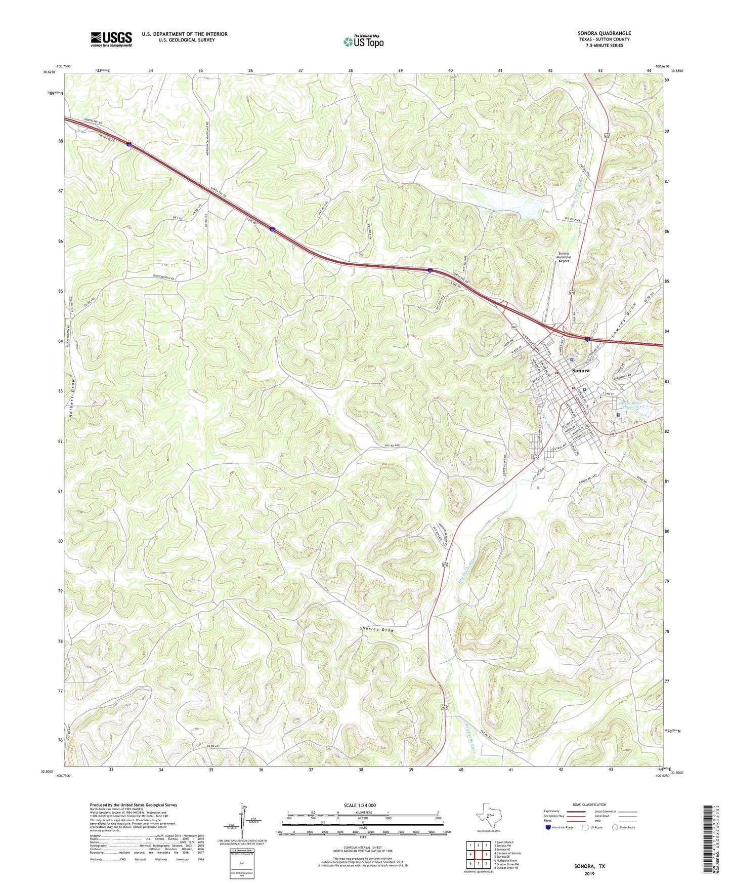 Sonora Texas US Topo Map Image