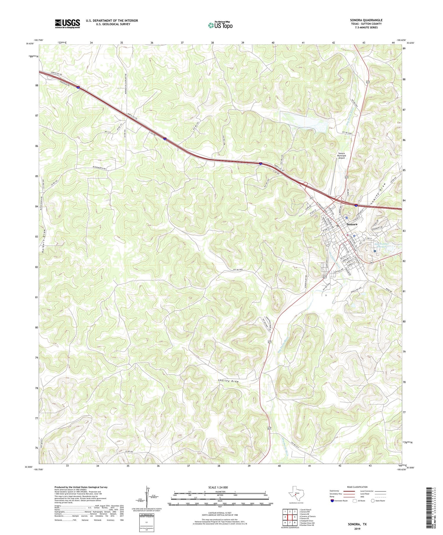 Sonora Texas US Topo Map Image