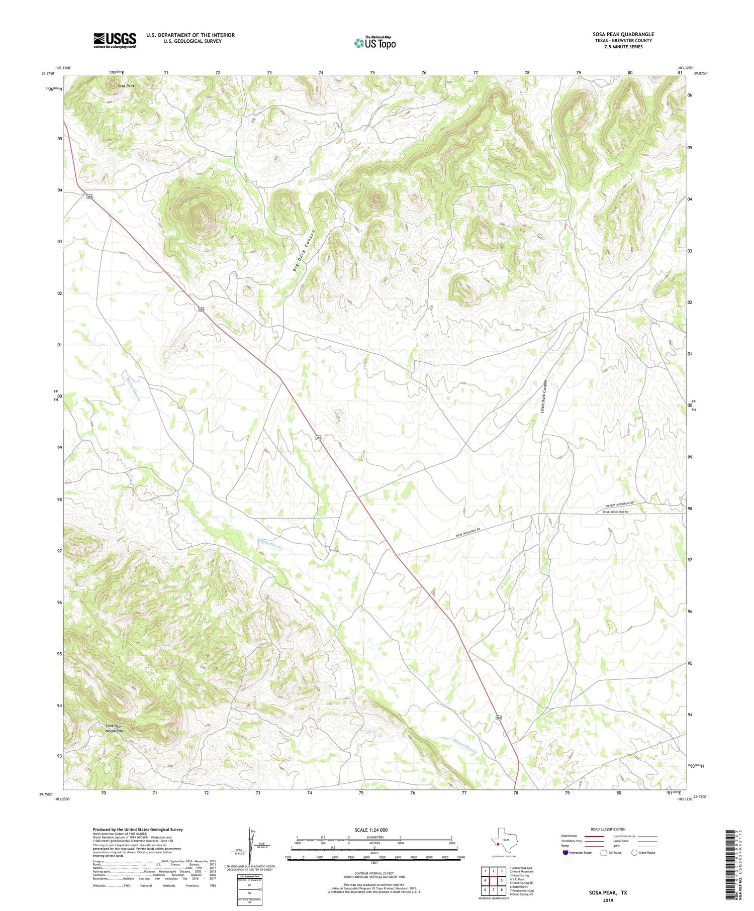 Sosa Peak Texas US Topo Map Image