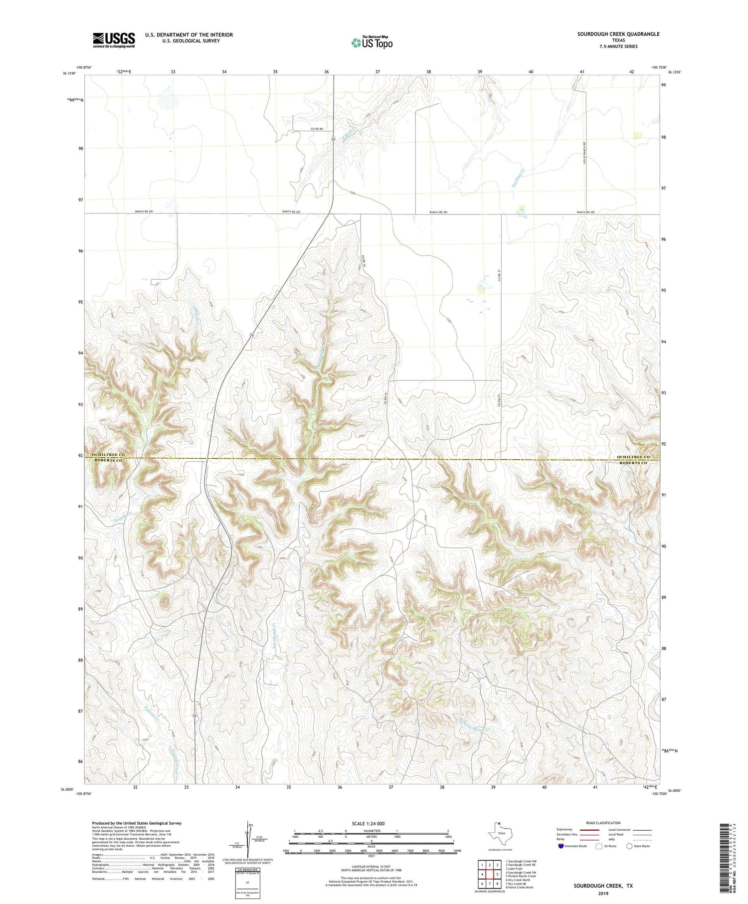 Sourdough Creek Texas US Topo Map Image