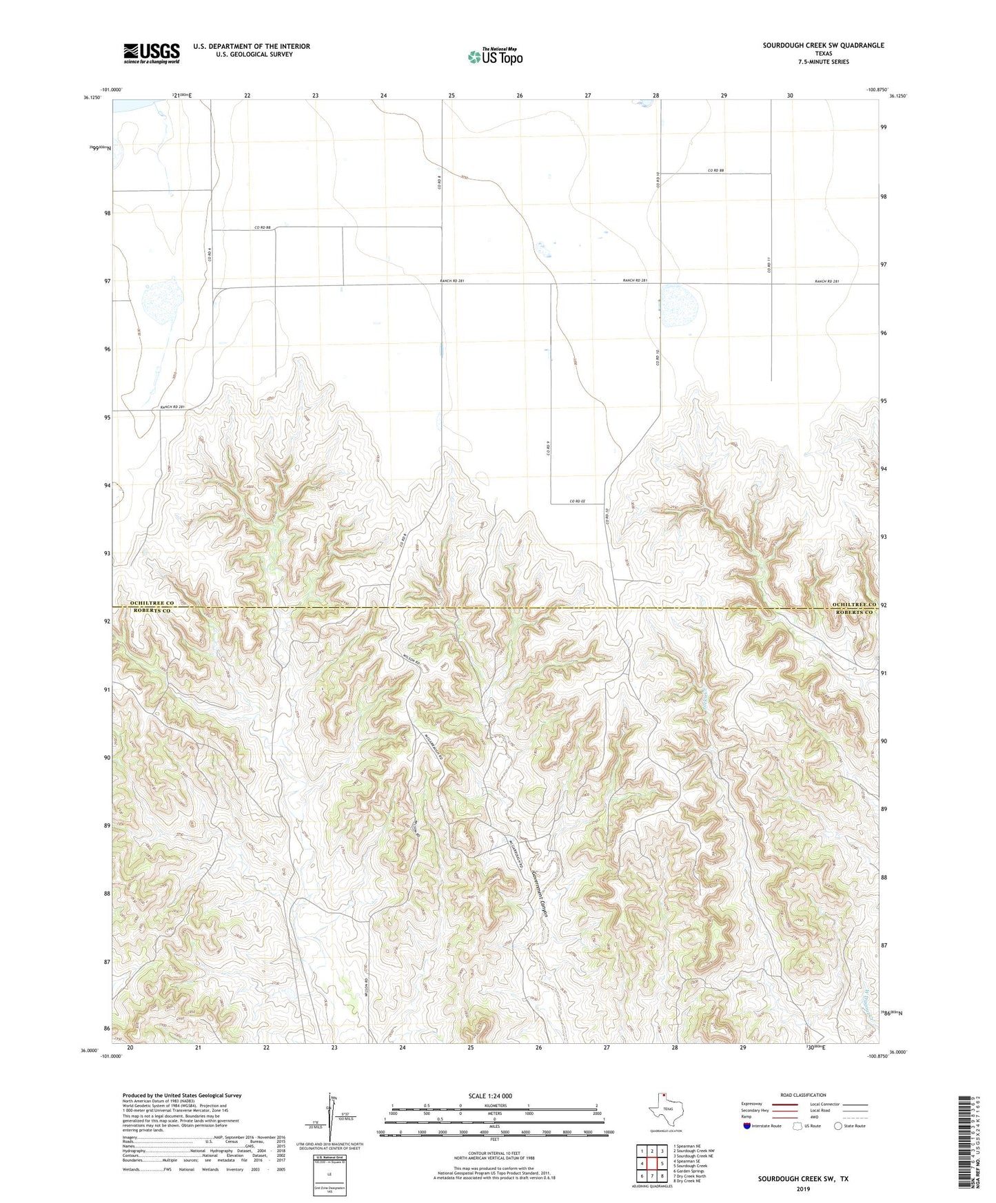 Sourdough Creek SW Texas US Topo Map Image