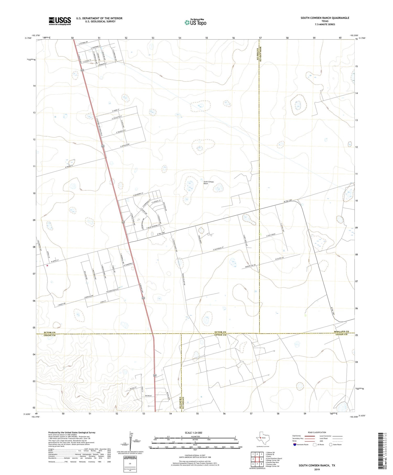 South Cowden Ranch Texas US Topo Map Image