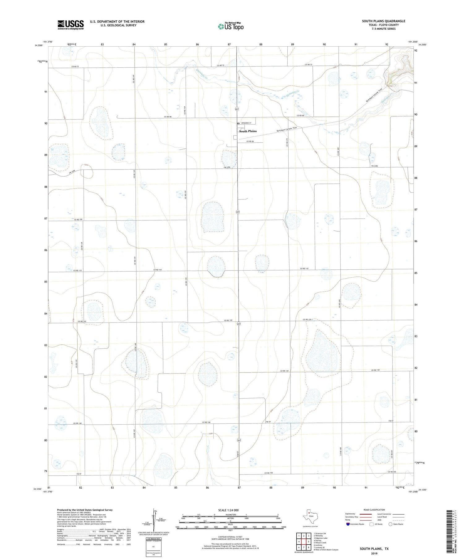 South Plains Texas US Topo Map Image