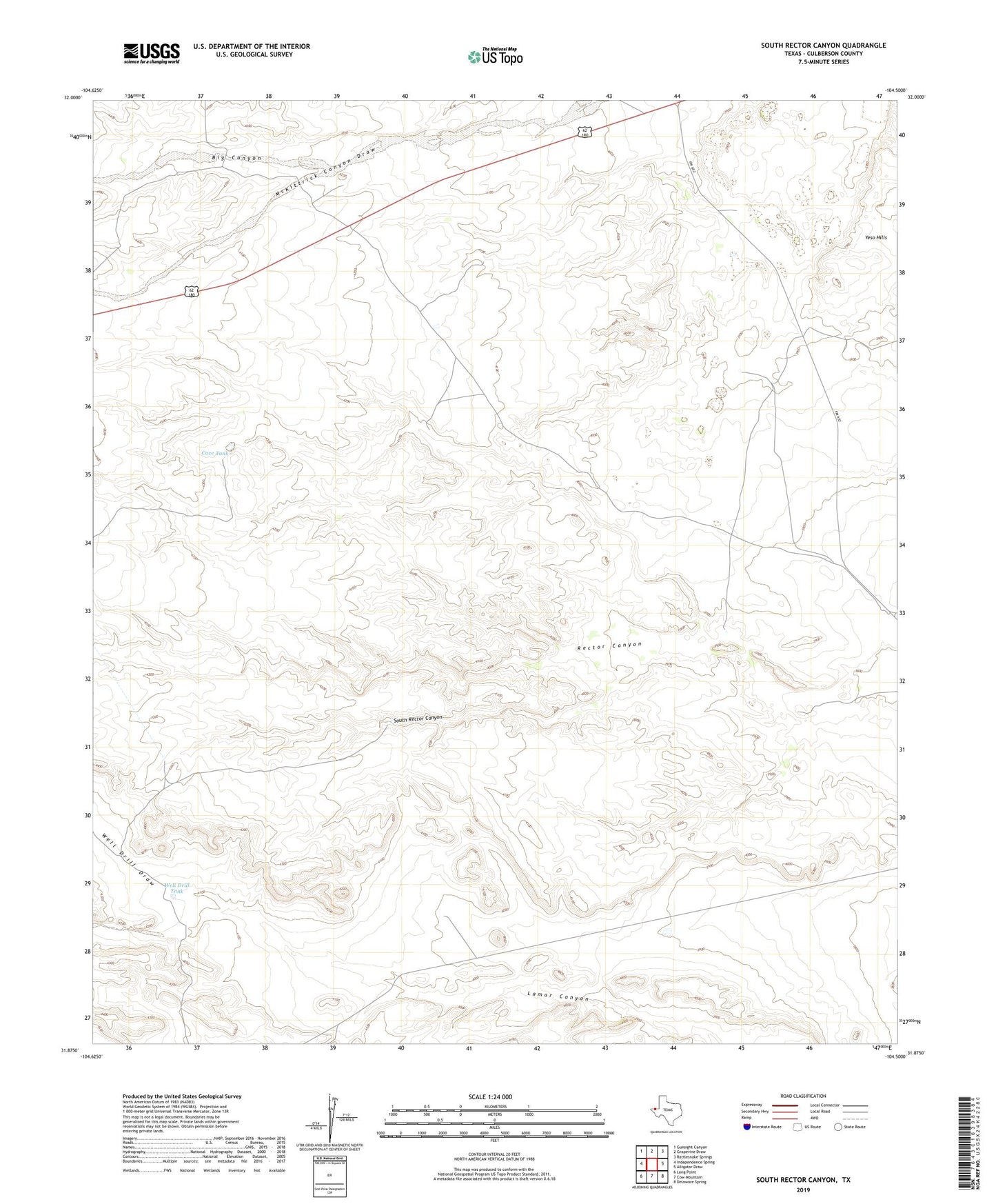 South Rector Canyon Texas US Topo Map Image