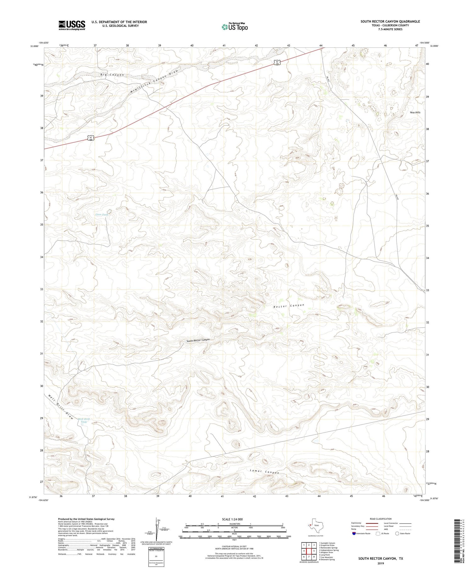 South Rector Canyon Texas US Topo Map Image