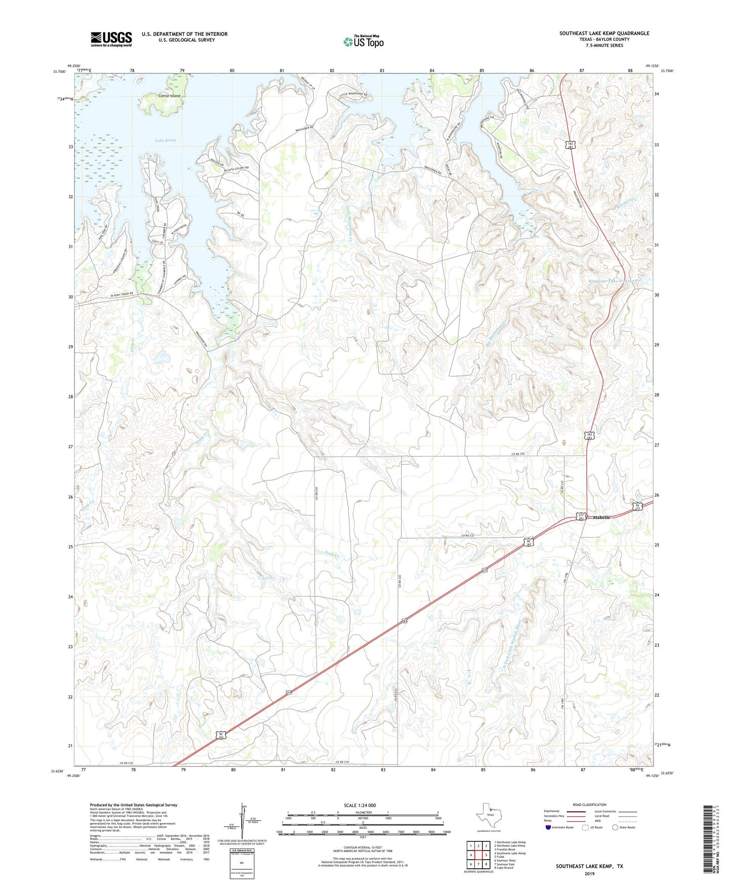 Southeast Lake Kemp Texas US Topo Map Image