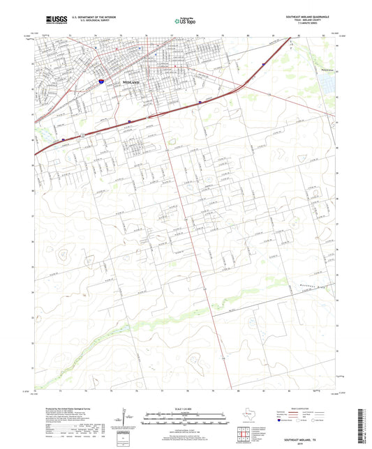 Southeast Midland Texas US Topo Map Image