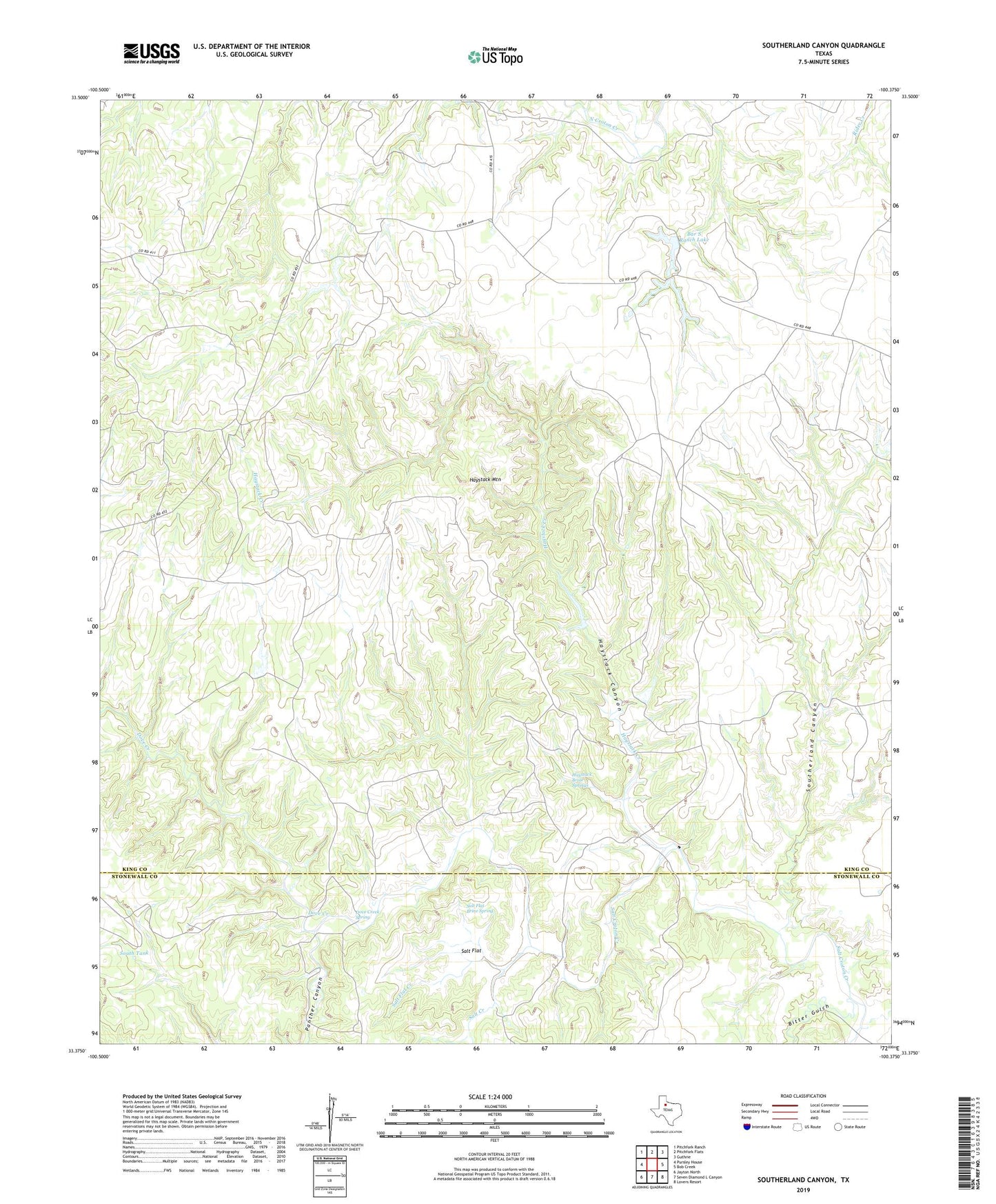 Southerland Canyon Texas US Topo Map Image
