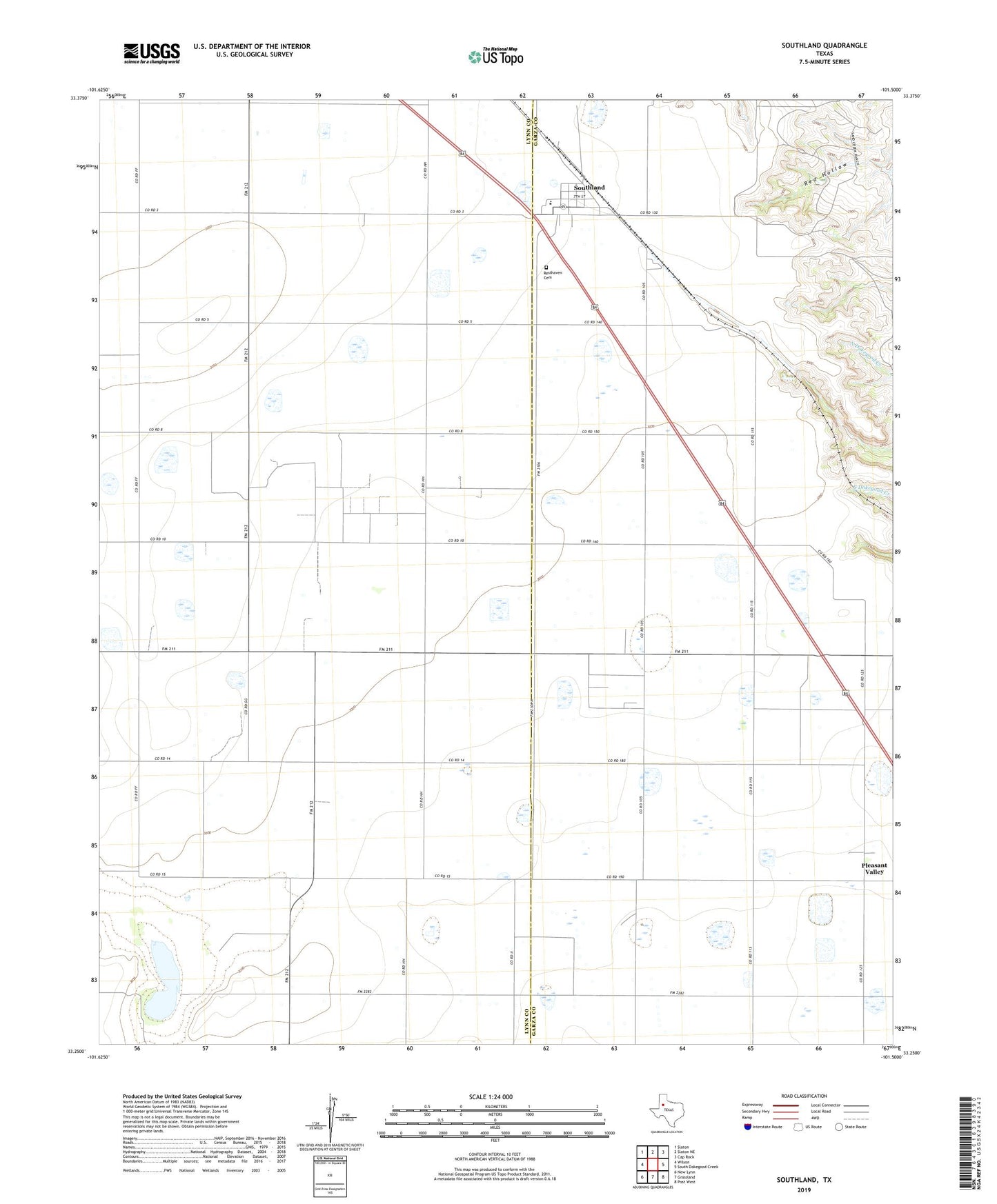 Southland Texas US Topo Map Image
