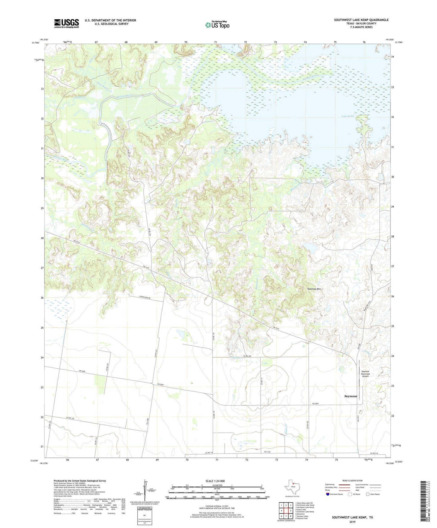 Southwest Lake Kemp Texas US Topo Map Image