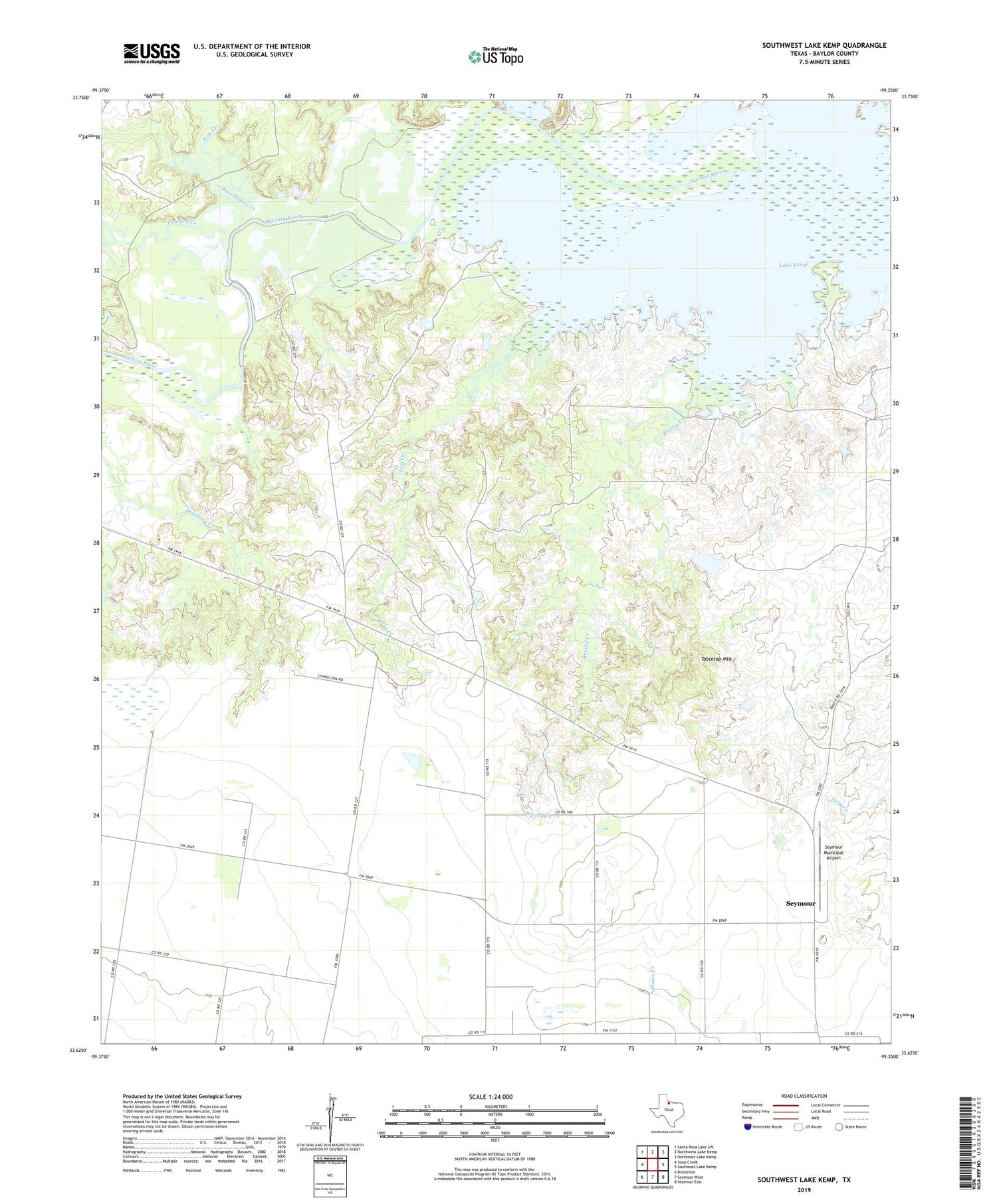 Southwest Lake Kemp Texas US Topo Map Image