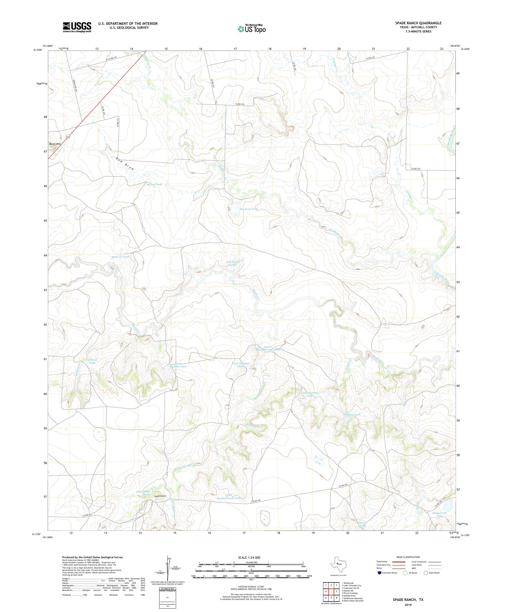 Spade Ranch Texas US Topo Map – MyTopo Map Store