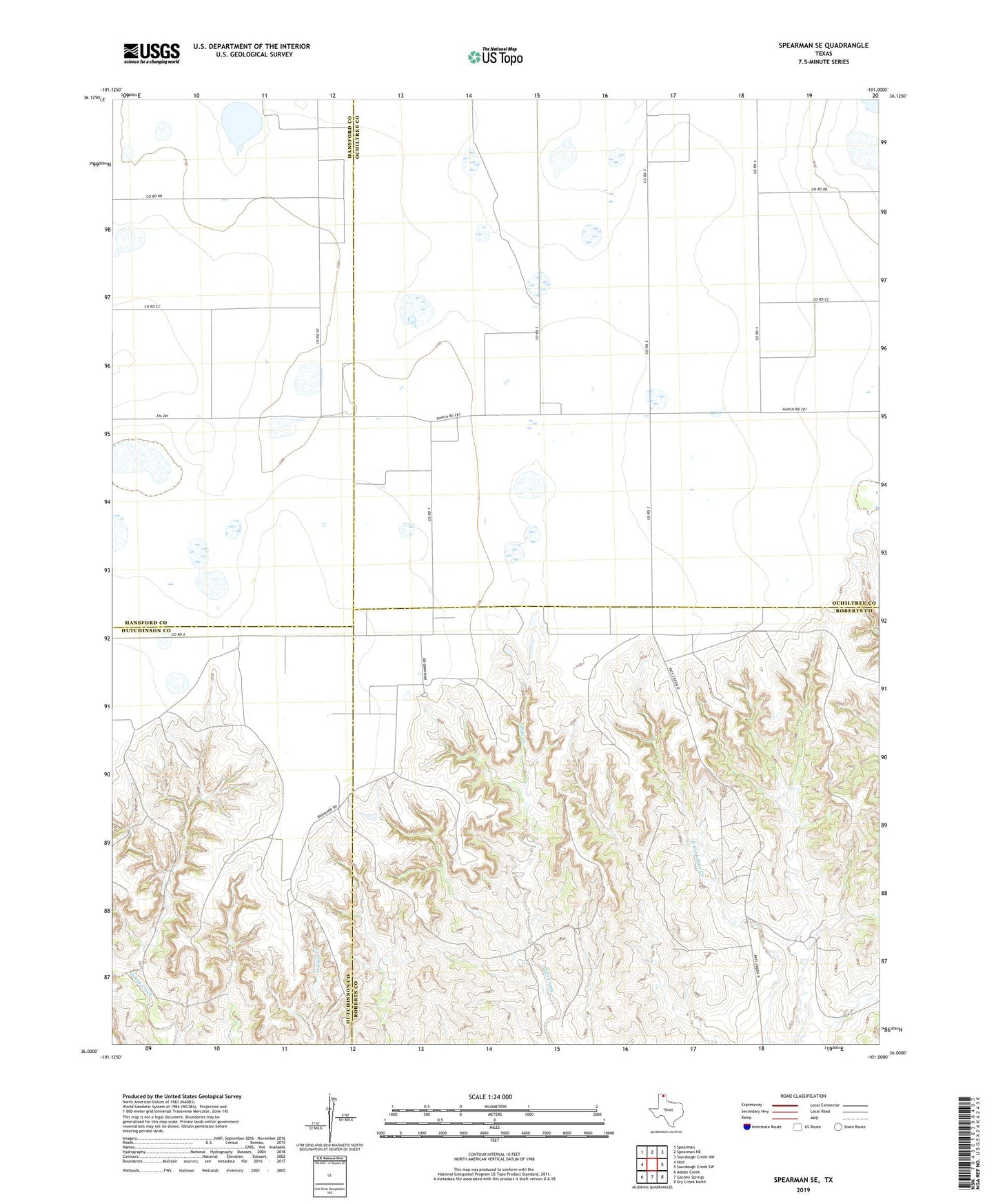 Spearman SE Texas US Topo Map Image