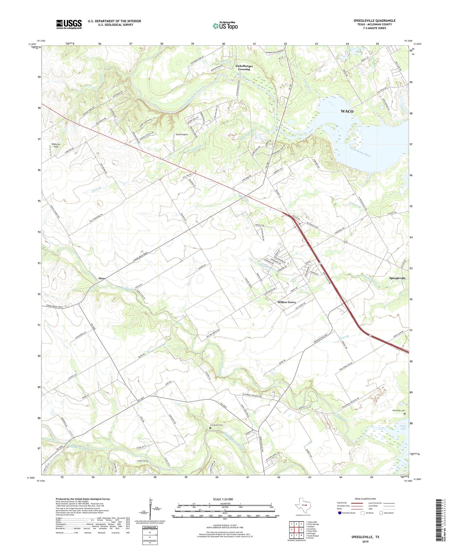Speegleville Texas US Topo Map Image
