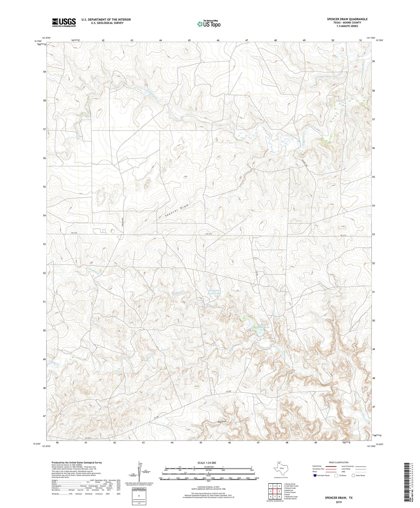 Spencer Draw Texas US Topo Map Image