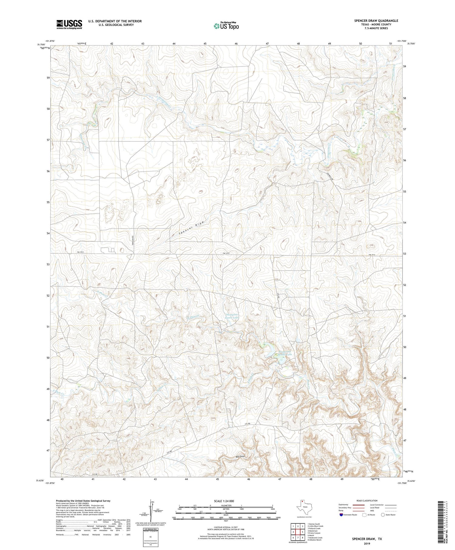 Spencer Draw Texas US Topo Map Image