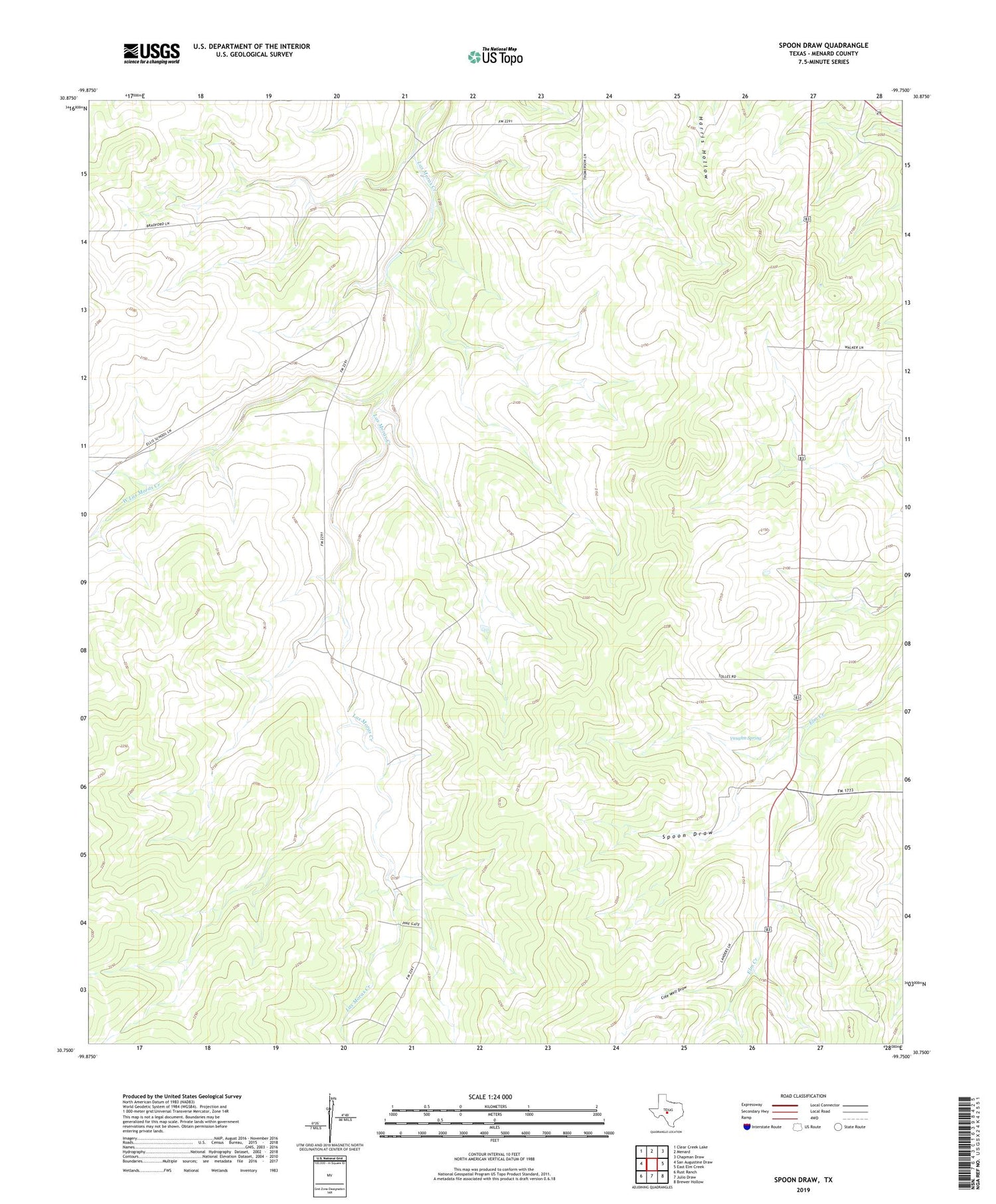 Spoon Draw Texas US Topo Map Image