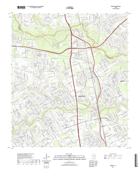 Spring Texas US Topo Map Image