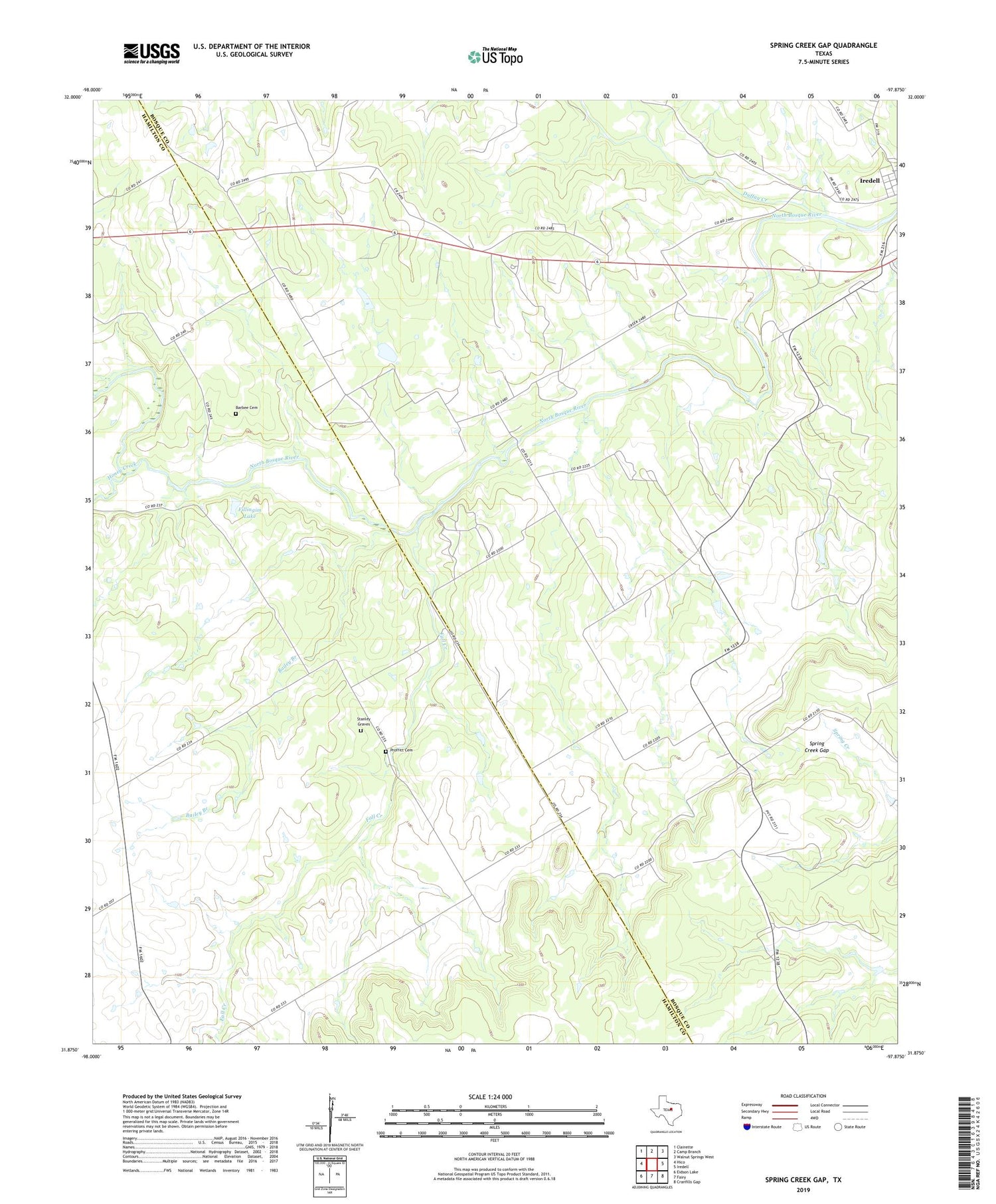 Spring Creek Gap Texas US Topo Map Image