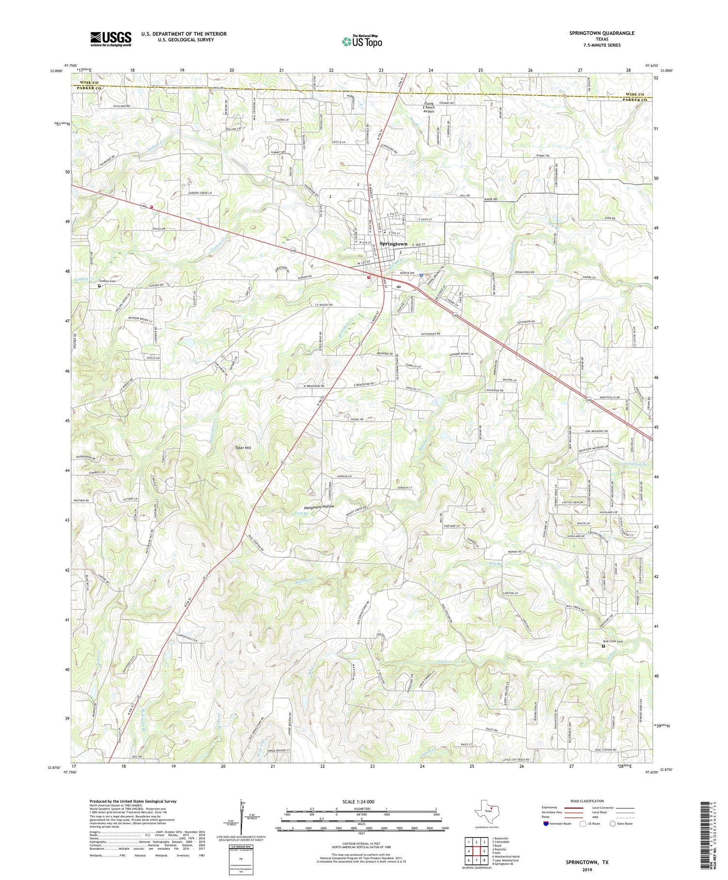 Springtown Texas US Topo Map Image