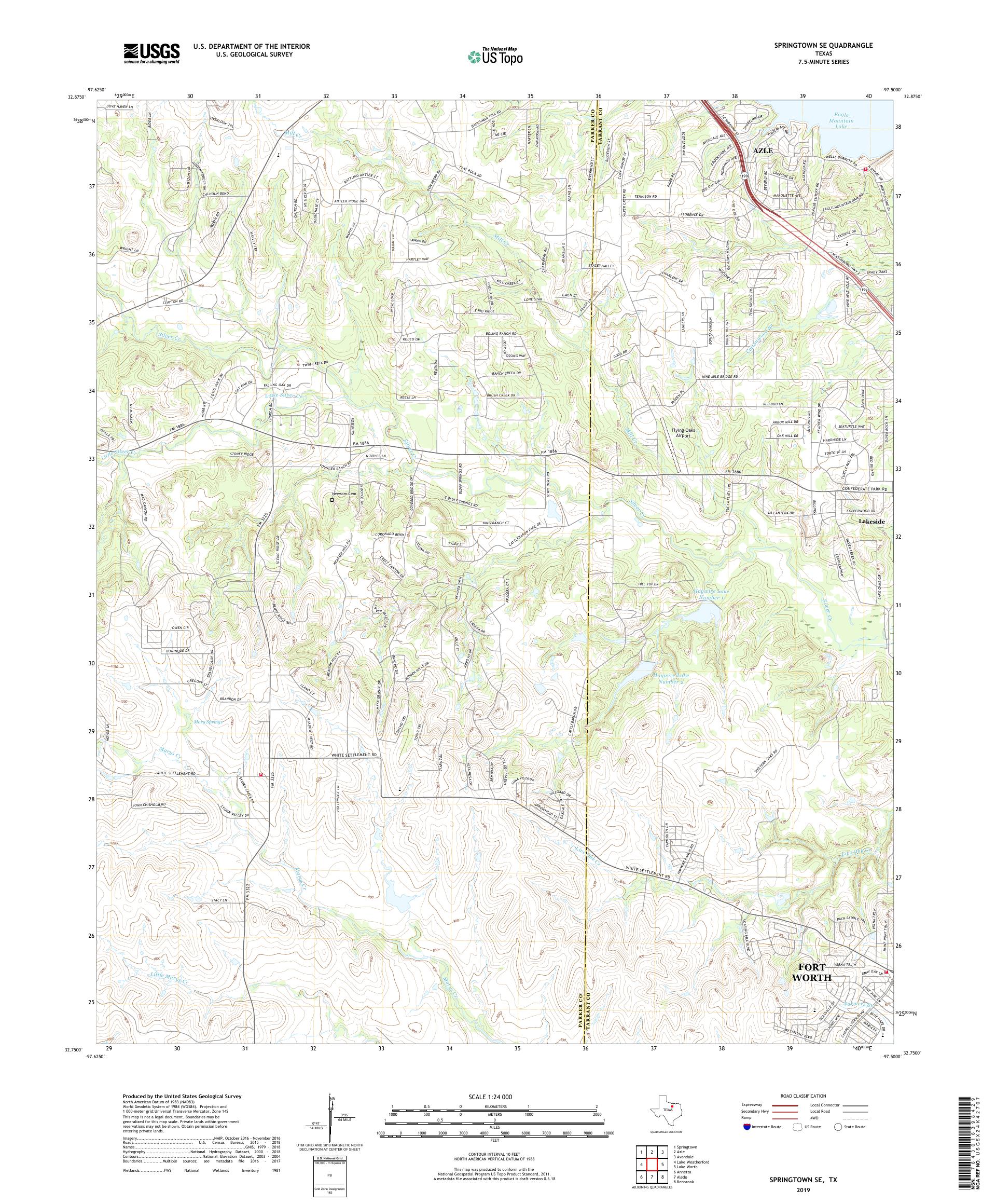 Springtown SE Texas US Topo Map – MyTopo Map Store