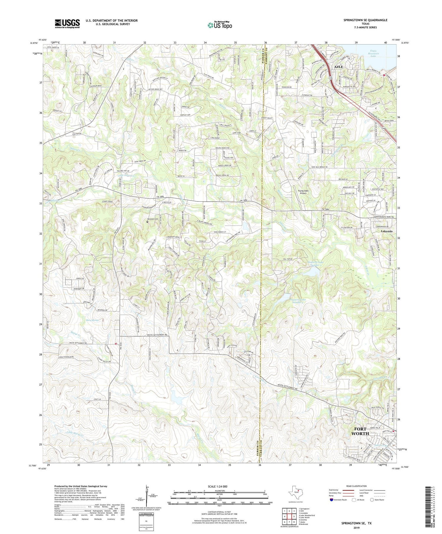 Springtown SE Texas US Topo Map Image