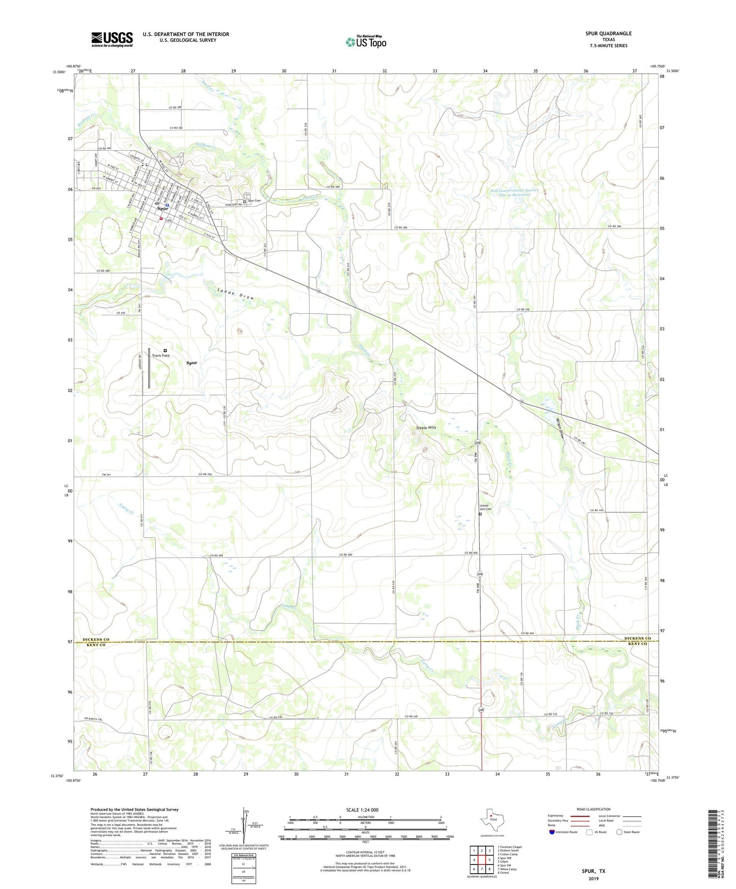 Spur Texas US Topo Map Image