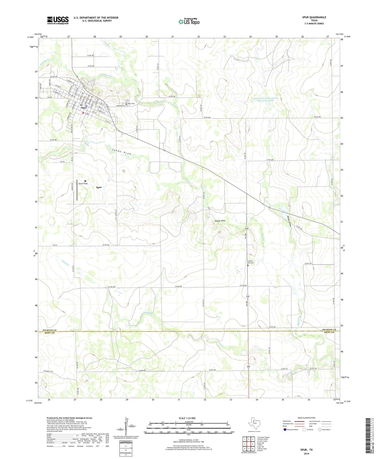 Spur Texas US Topo Map Image