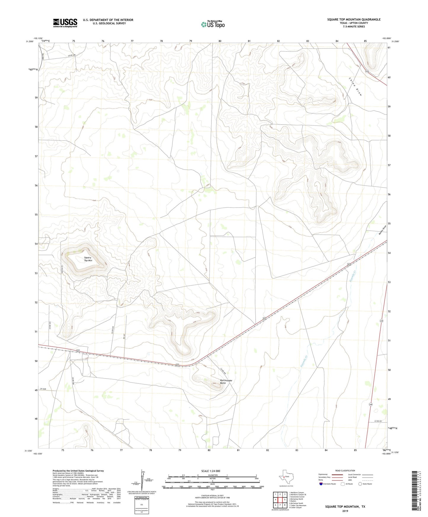 Square Top Mountain Texas US Topo Map Image