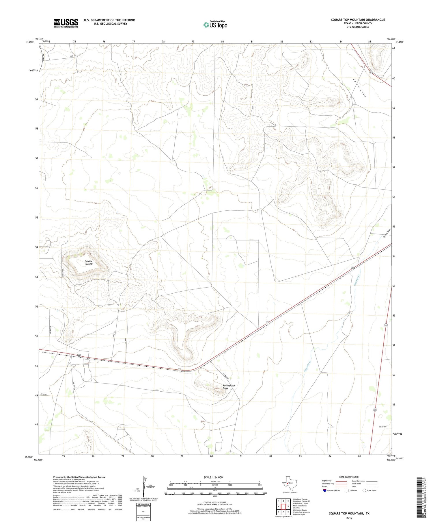 Square Top Mountain Texas US Topo Map Image