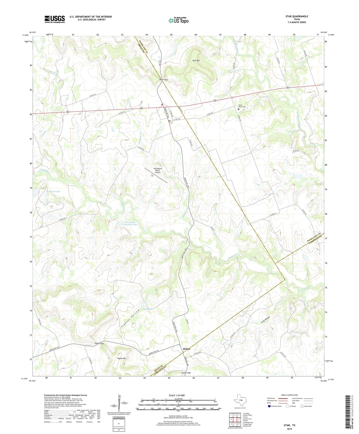 Star Texas US Topo Map Image