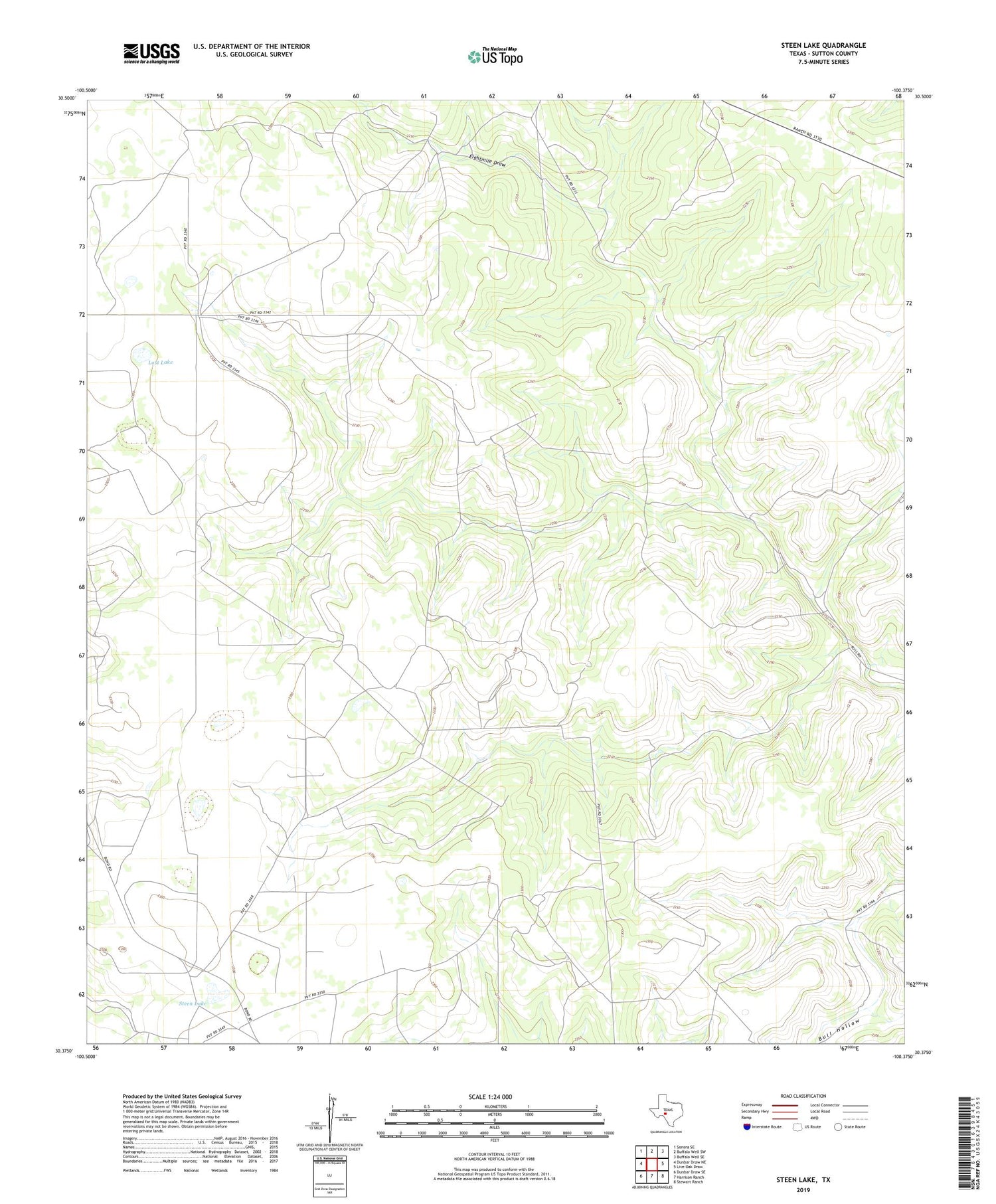 Steen Lake Texas US Topo Map Image